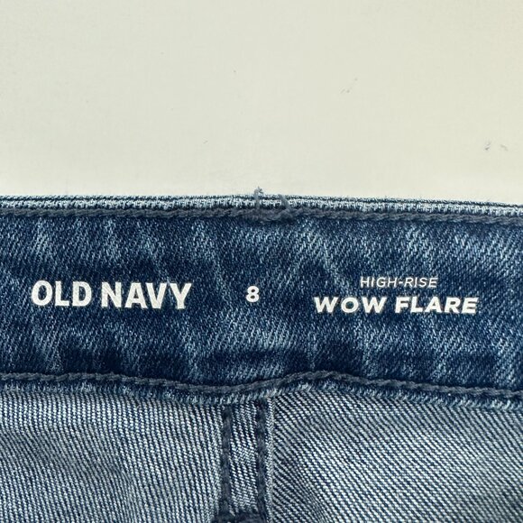 Old Navy High Rise Wow Flare Women's size 8 Dark Wash Blue Denim jeans - Picture 3 of 5